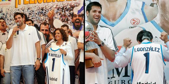 "I. González" y "A. Botella" felicitan al Real Madrid de baloncesto