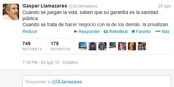 Victoria insta a Llamazares a disculparse por su "miserable" comentario en Twitter