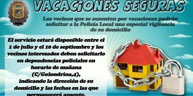 Los vecinos de Sevilla La nueva que se ausenten por vacaciones podrán solicitar a Policía Local una especial vigilancia de su domicilio