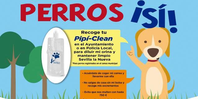 Sevilla la Nueva reparte 2.000 botellas para que los propietarios limpien la orina de sus mascotas