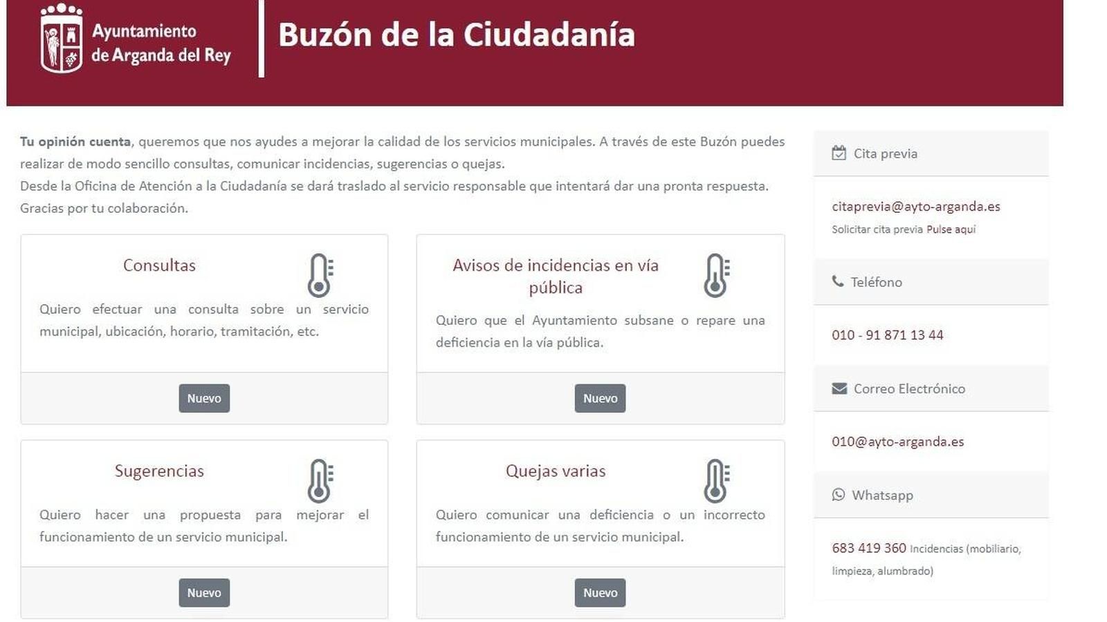 Arganda del Rey lanza un nuevo Buzón de la Ciudadanía para consultas, incidencias, sugerencias o quejas