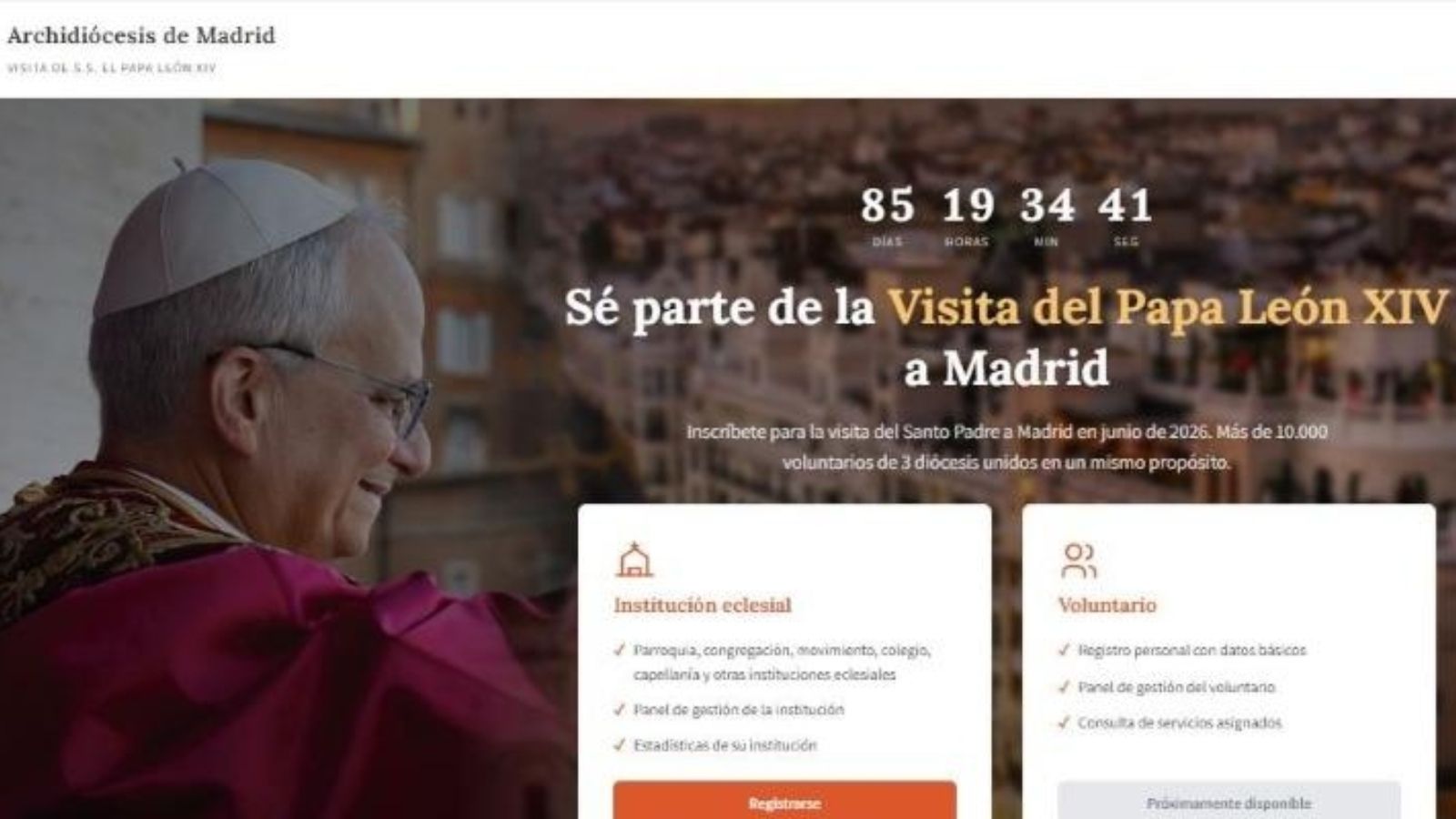El Arzobispado de Madrid busca voluntarios para acoger a peregrinos durante la visita del Papa