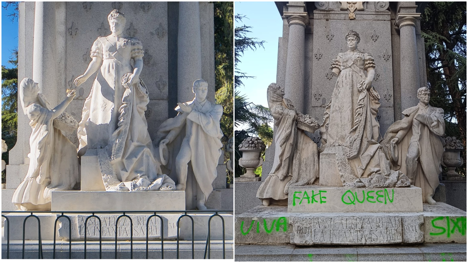 Vandalizan la estatua de 'La Chata' en el Parque del Oeste