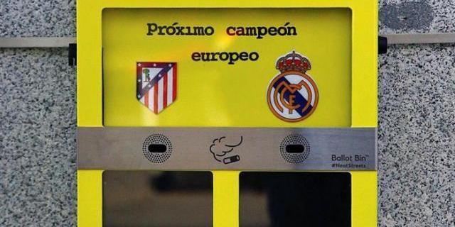 Carmena instala ceniceros donde votar con colillas quién ganará la Champions