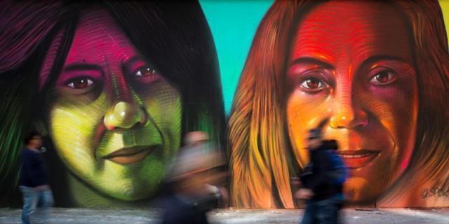 Un grafiti con rostros femeninos reivindica en Madrid los derechos de la mujer
