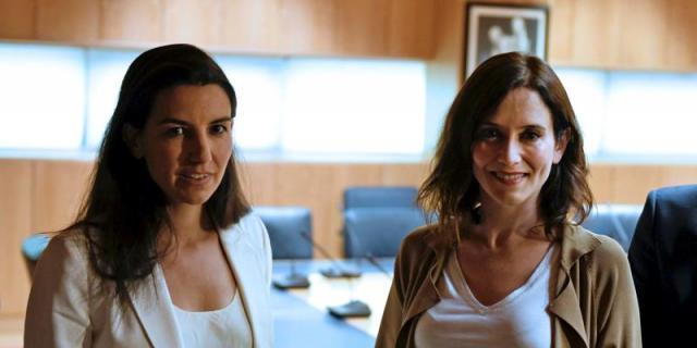 Díaz Ayuso y Rocío Monasterio salen satisfechas de su reunión pese a la ausencia de Cs