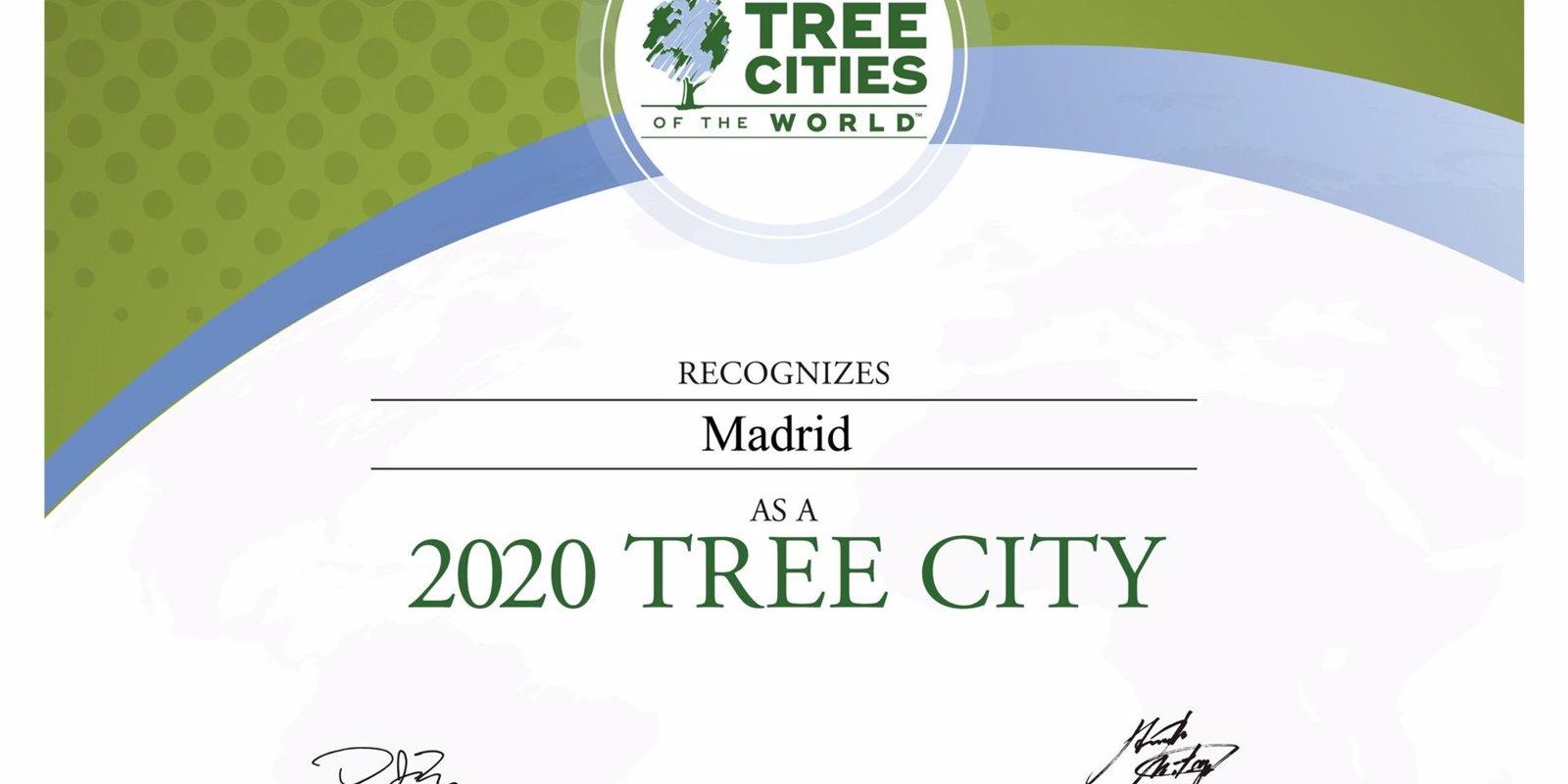 Madrid es reconocida por segundo año consecutivo 'Ciudad arbórea del mundo'