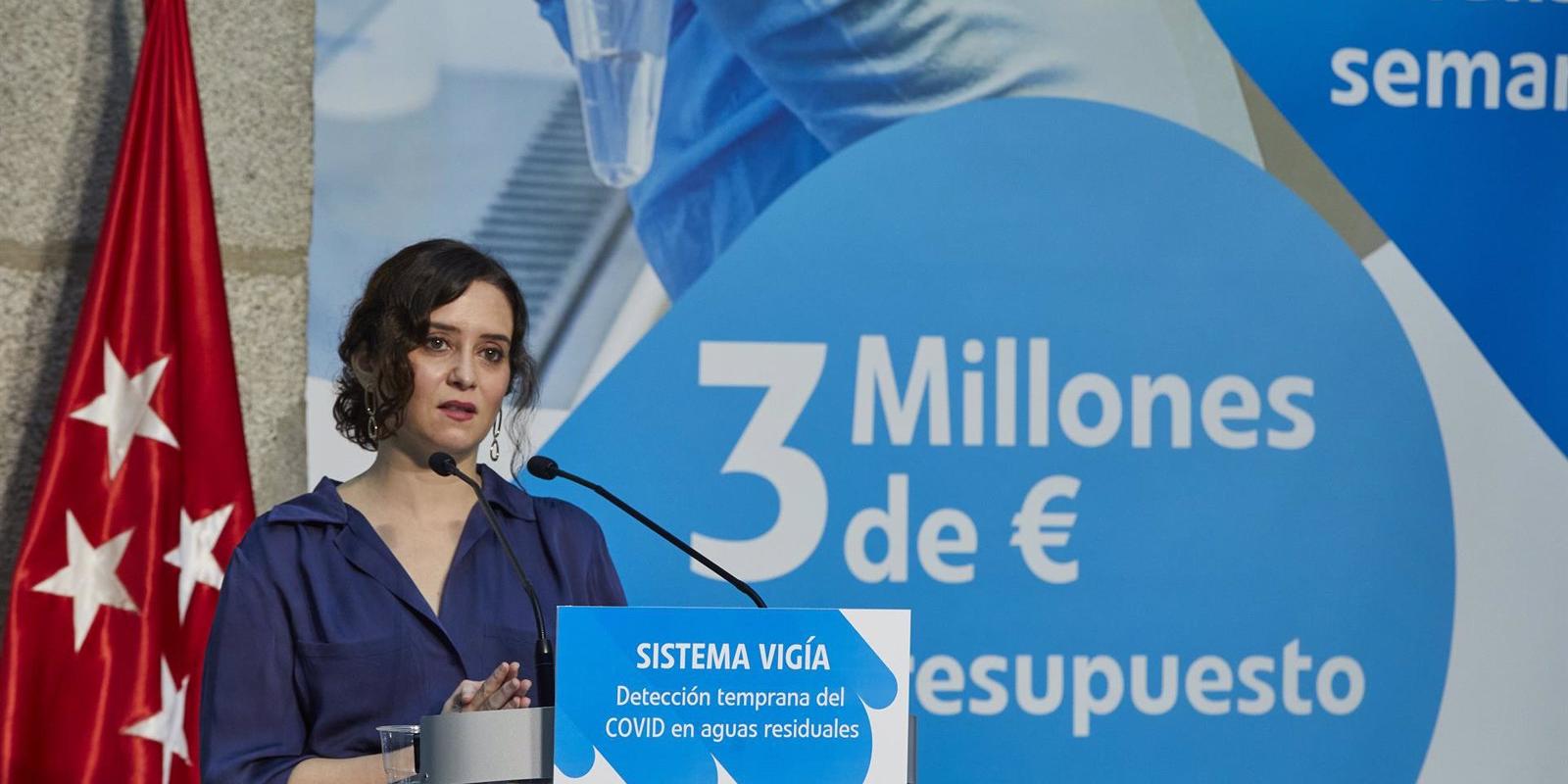 Díaz Ayuso destaca el sistema 'Vigía' de control de Covid-19 en las aguas residuales