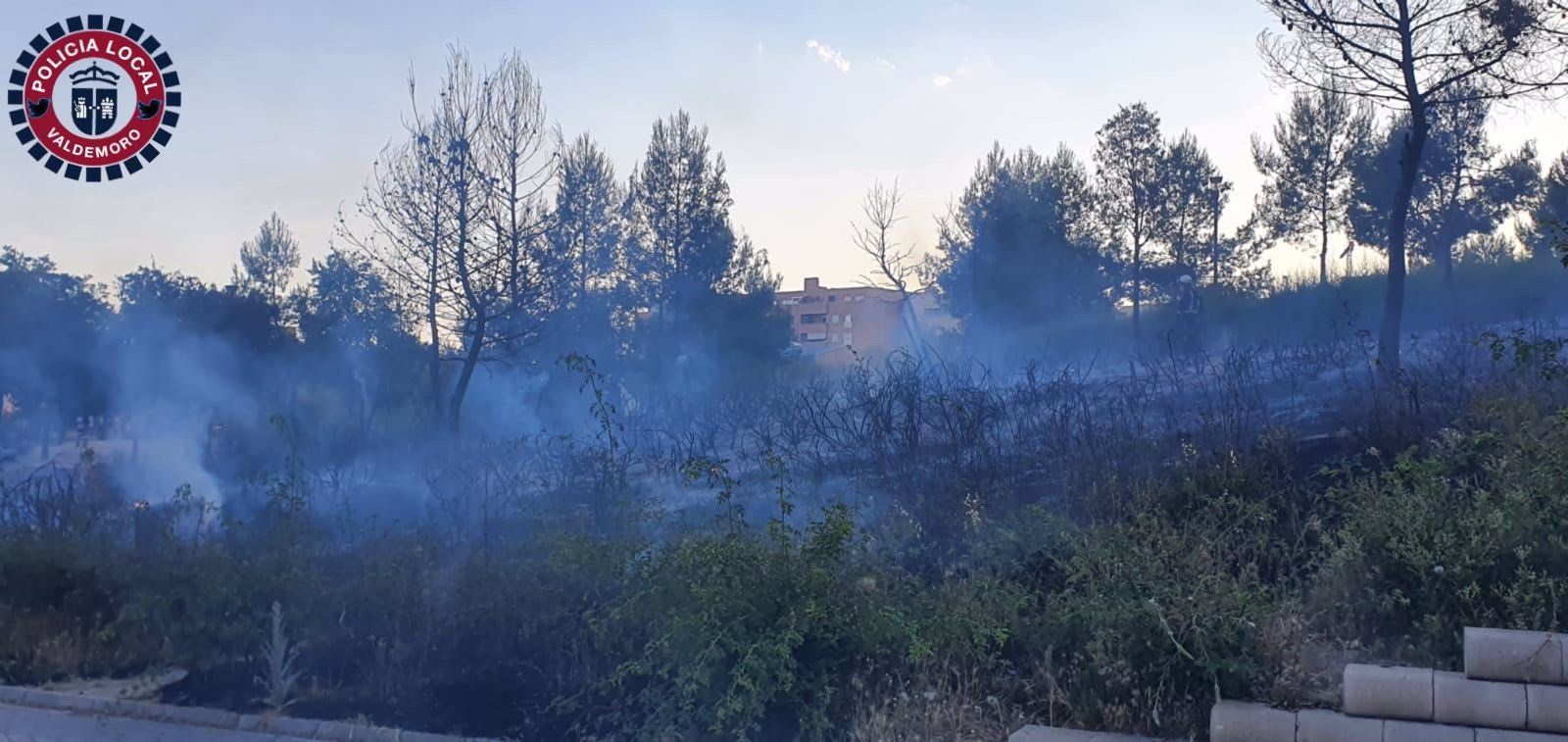 Dos jóvenes provocan un incendio en el Parque Adolfo Suárez de Valdemoro