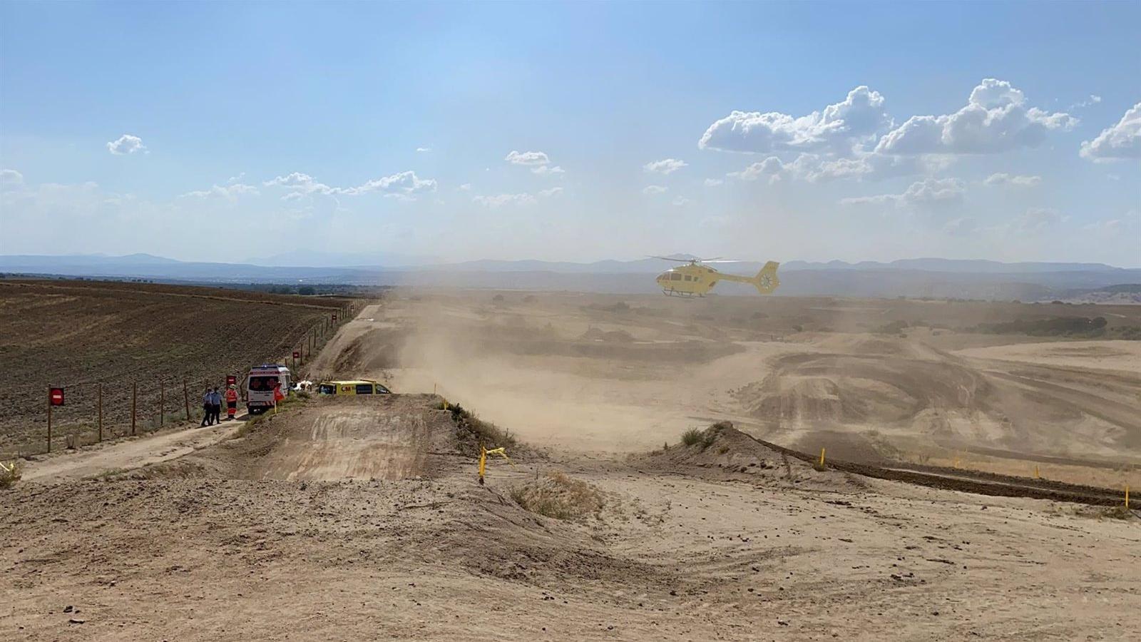 Herido grave un joven al caerse de la moto en un circuito de Brunete