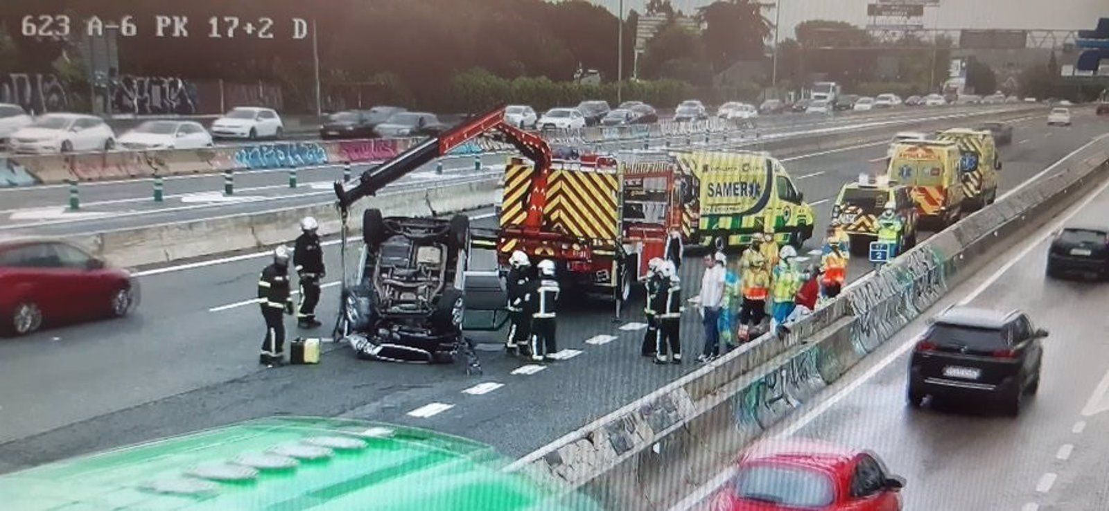 La jornada de lluvia deja varios accidentes de tráfico, los más graves en la A-6 y en la M-832