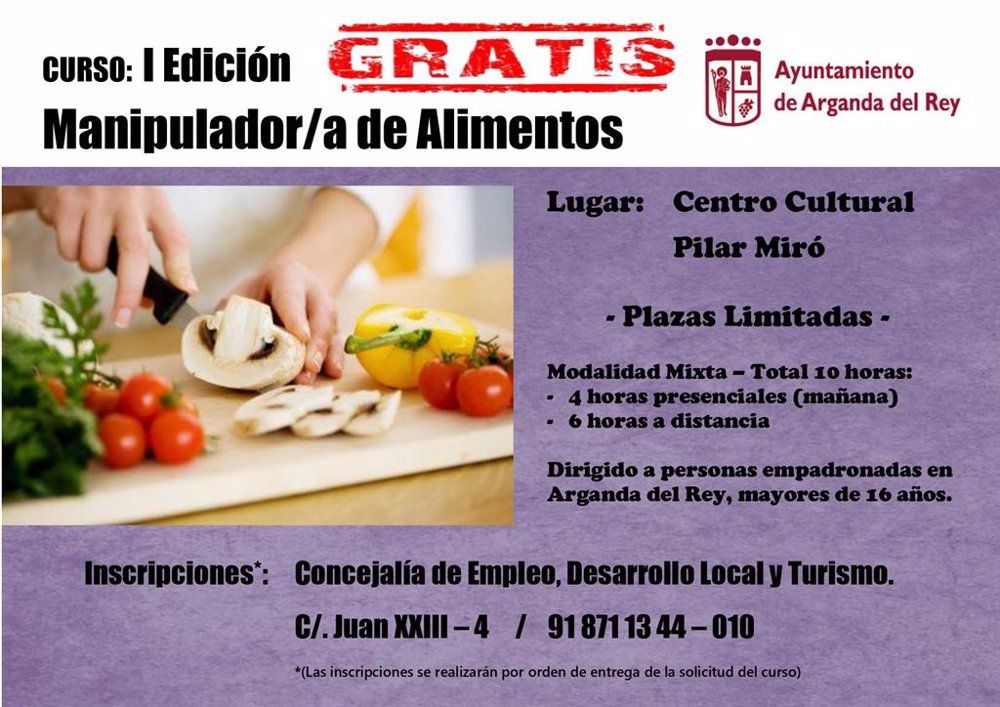 Arganda pone en marcha la primera edición del curso gratuito de manipulador de alimentos