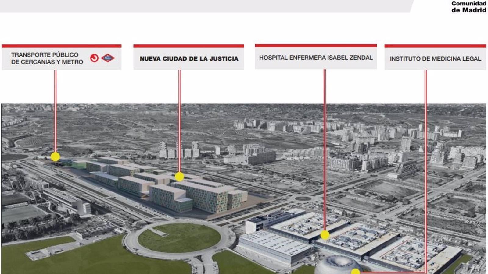 La Ciudad de la Justicia será el doble que Ifema y contará con 18 edificios judiciales, un intercambiador y dos parkings