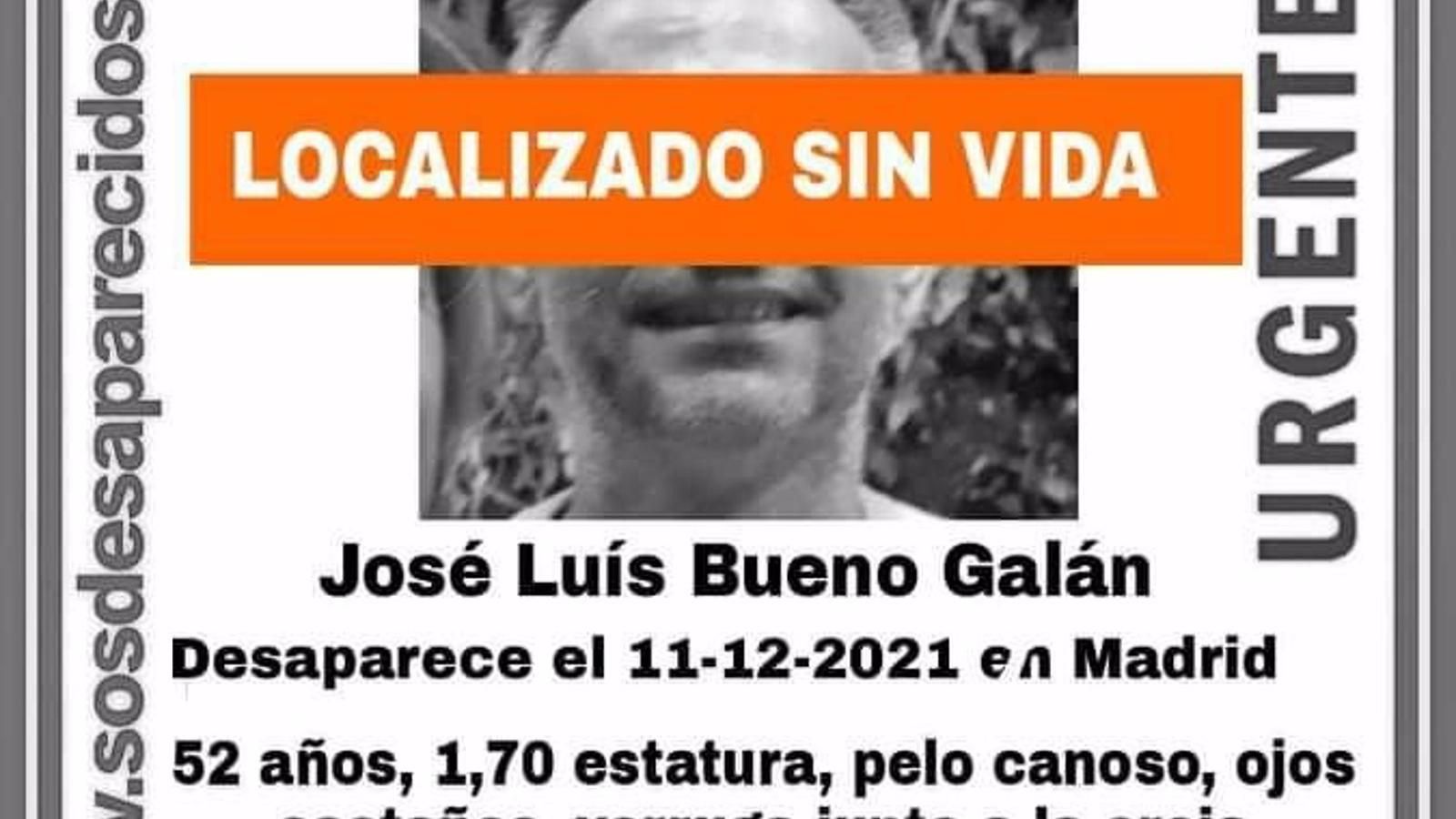 Hallan muerto al hombre desaparecido el sábado en Madrid