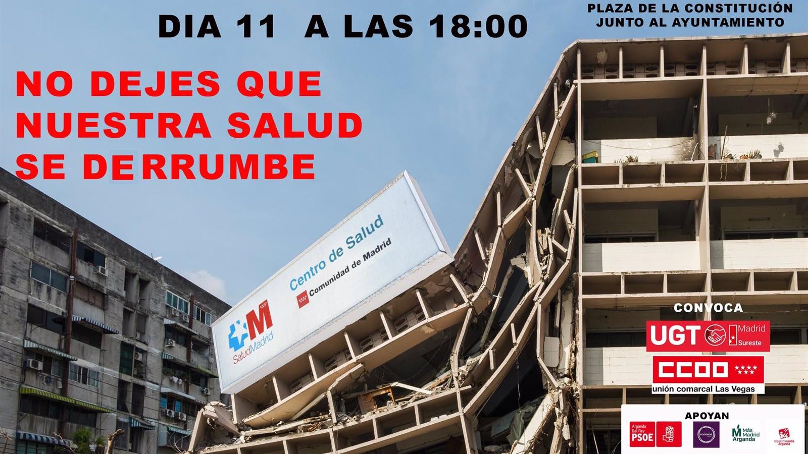 Los vecinos de Arganda se concentran este martes contra la "degradación" de los centros de salud por falta inversión