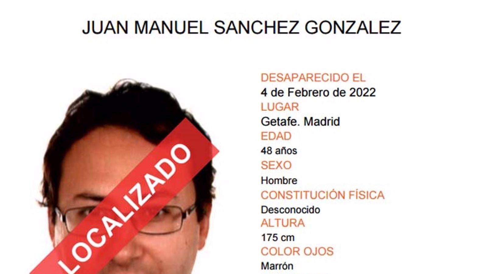 Localizado un hombre de 48 años que desapareció hace 11 días en Getafe