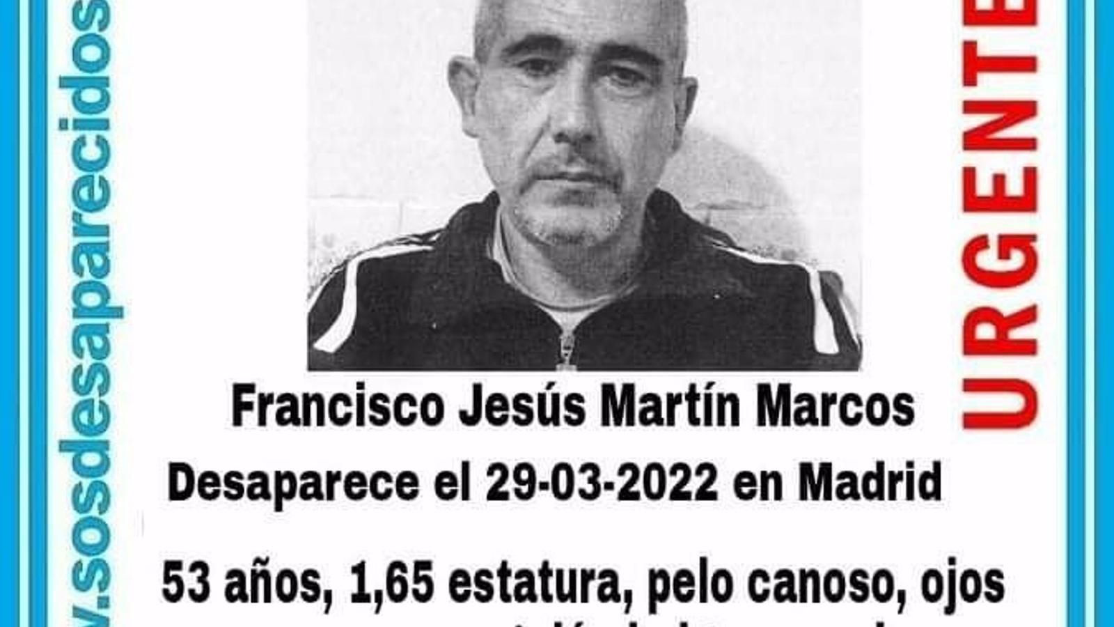 Buscan a un hombre de 56 años desaparecido hace ocho días en Madrid