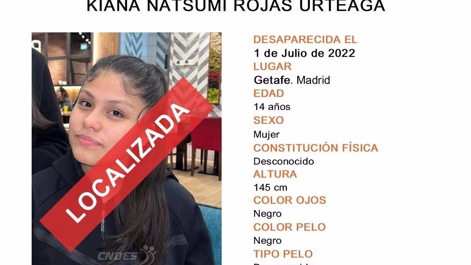 Localizada en estado saludable una adolescente de 14 años desaparecida hace una semana en Getafe