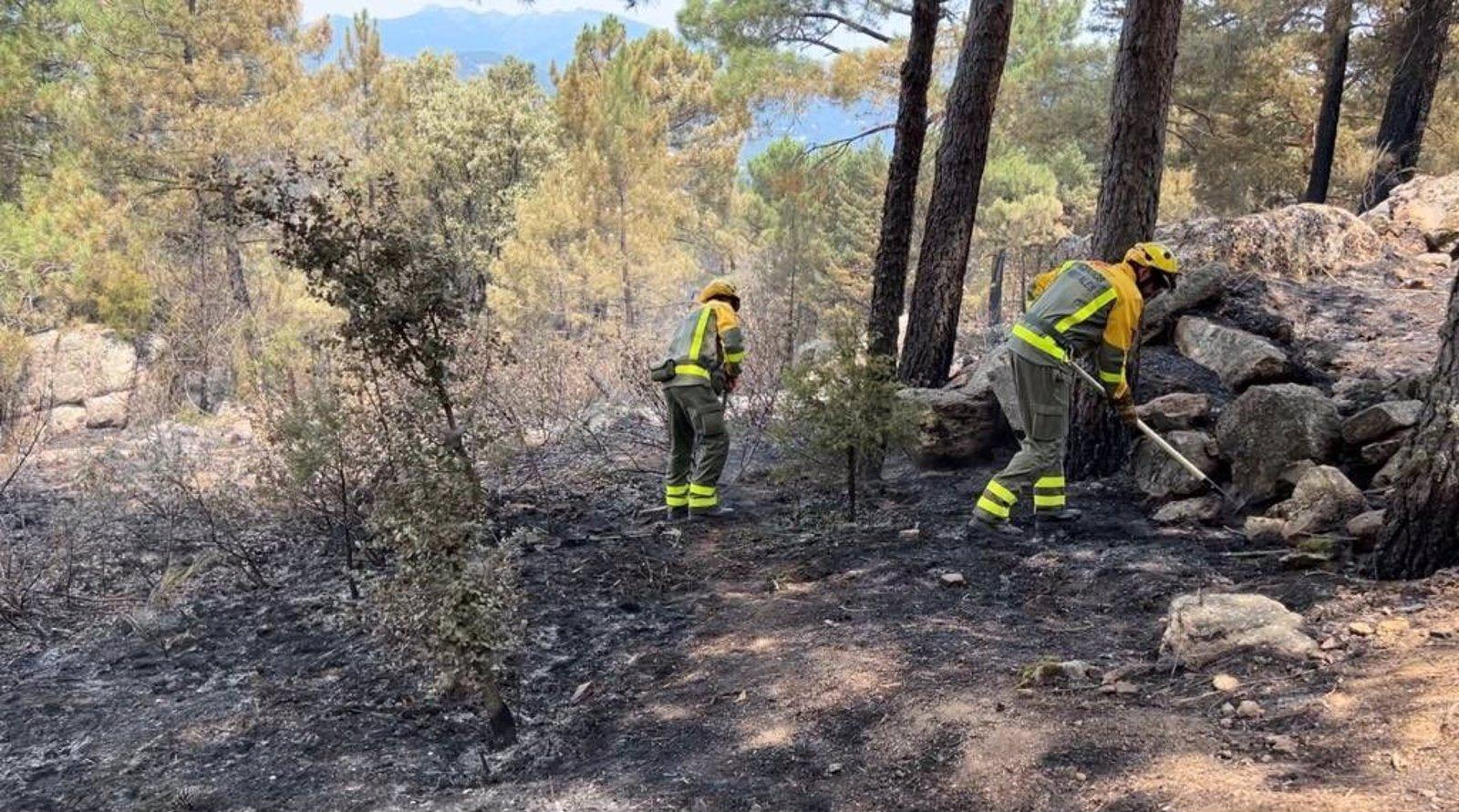 Los bomberos de la Comunidad seguirán colaborando en el fuego de Cebreros en Ávila