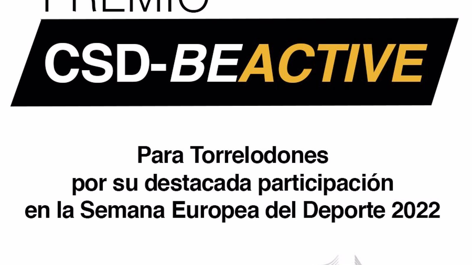 Torrelodones recibe el premio CSD-BeActive por su destacada participación en la Semana Europea del Deporte