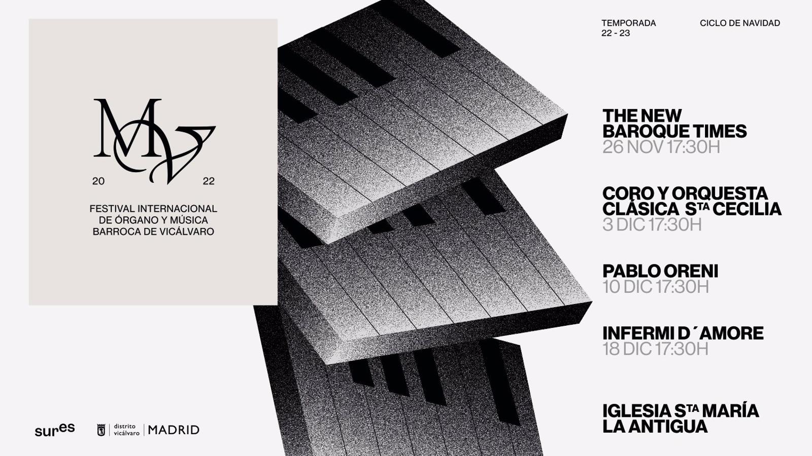 El Festival Internacional de Órgano y Música Barroca de Vicálvaro organiza cuatro conciertos para Navidad del 26 de noviembre al 18 de diciembre