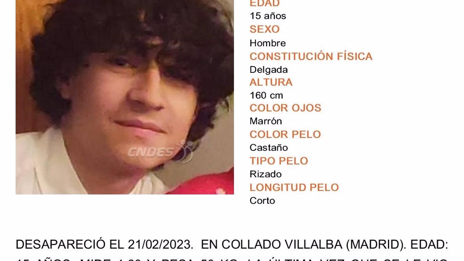  Buscan a un joven de 15 años desaparecido en Collado Villalba desde el martes