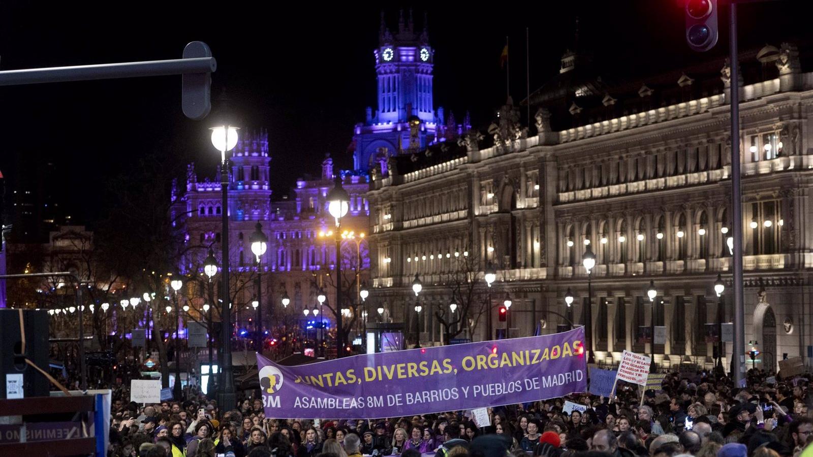 División y poca asistencia en las marchas en Madrid por el Día Internacional de la Mujer