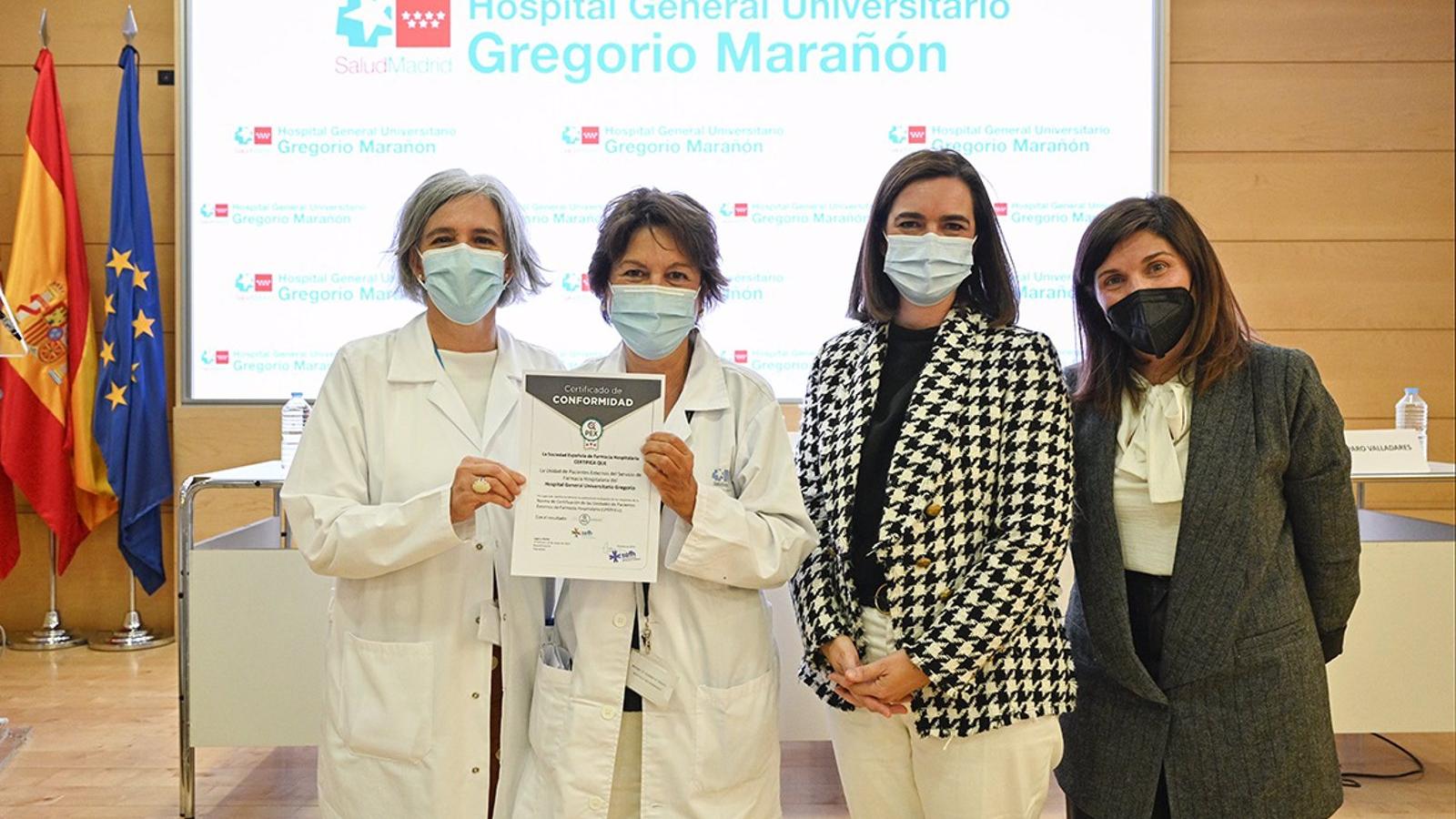El Hospital Gregorio Marañón logra la certificación avanzada en atención farmacéutica
