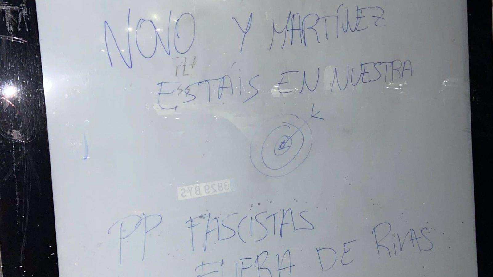 El PP de Rivas denuncia una pintada amenazante contra su portavoz y la responsable de comunicación: &quot;Estáis en nuestra diana&quot;