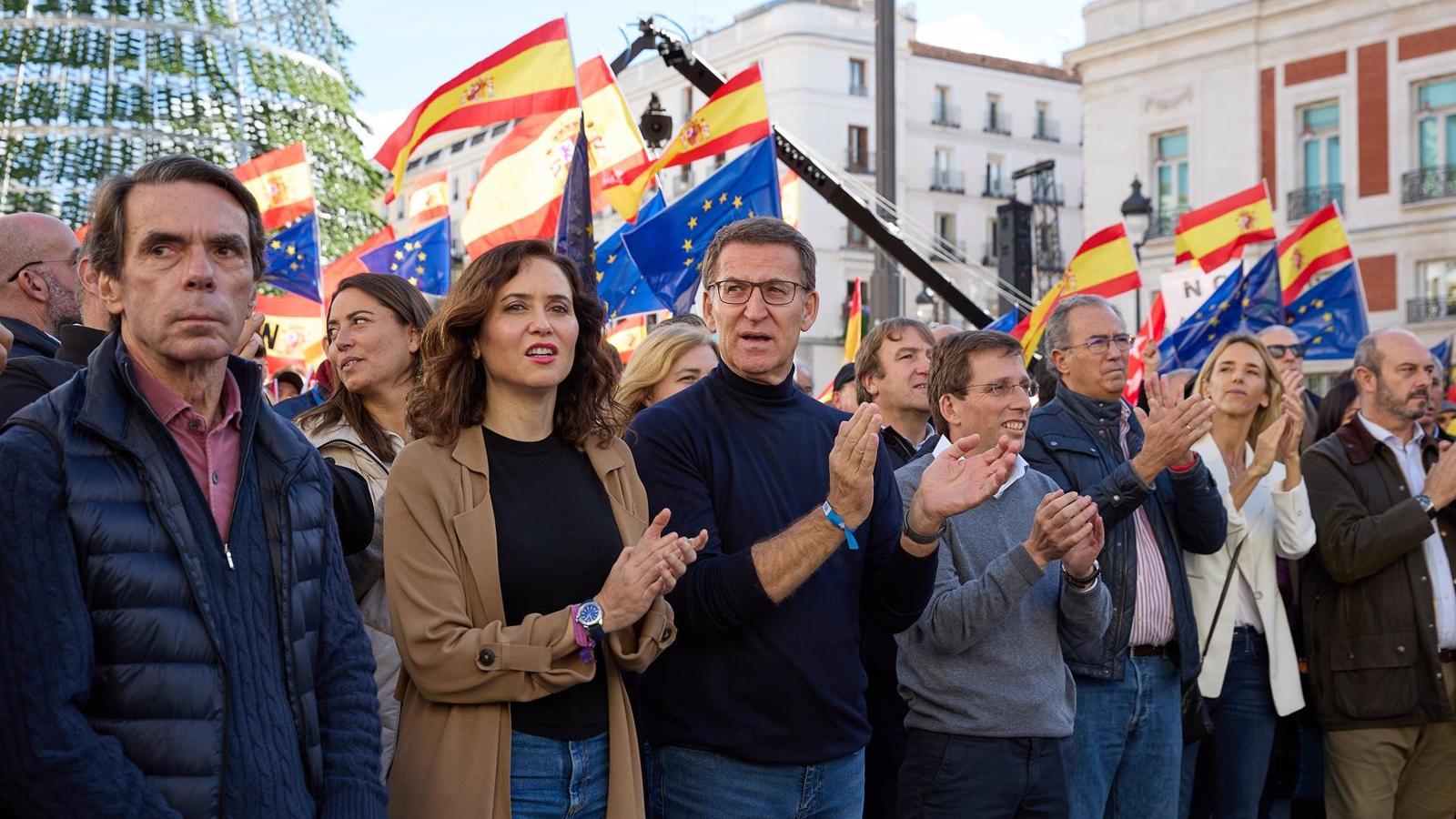 Feijóo y sus 'barones' vuelven hoy a la calle en Madrid para protestar contra la amnistía y las "cesiones" de Sánchez