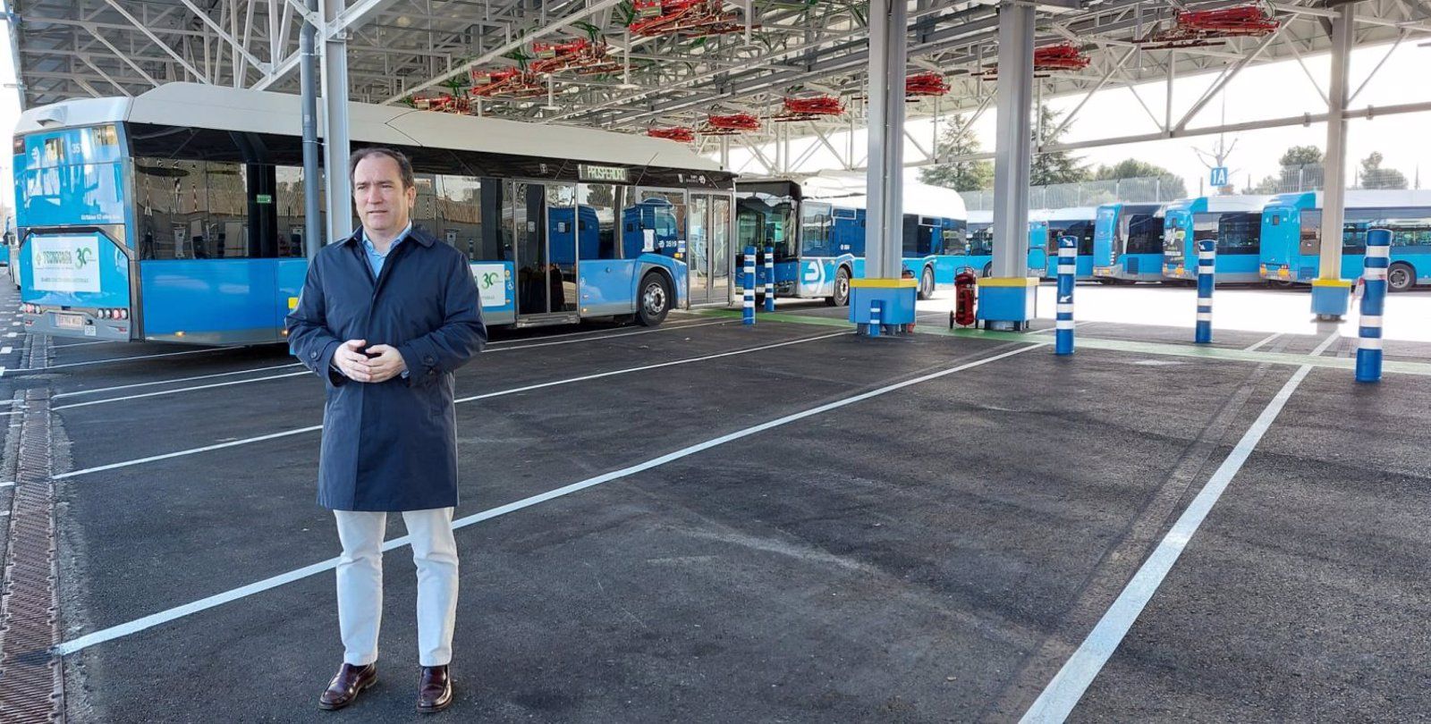 La próxima estación de carga por pantógrafo invertido en Carabanchel permitirá recargar 118 buses de EMT simultáneamente