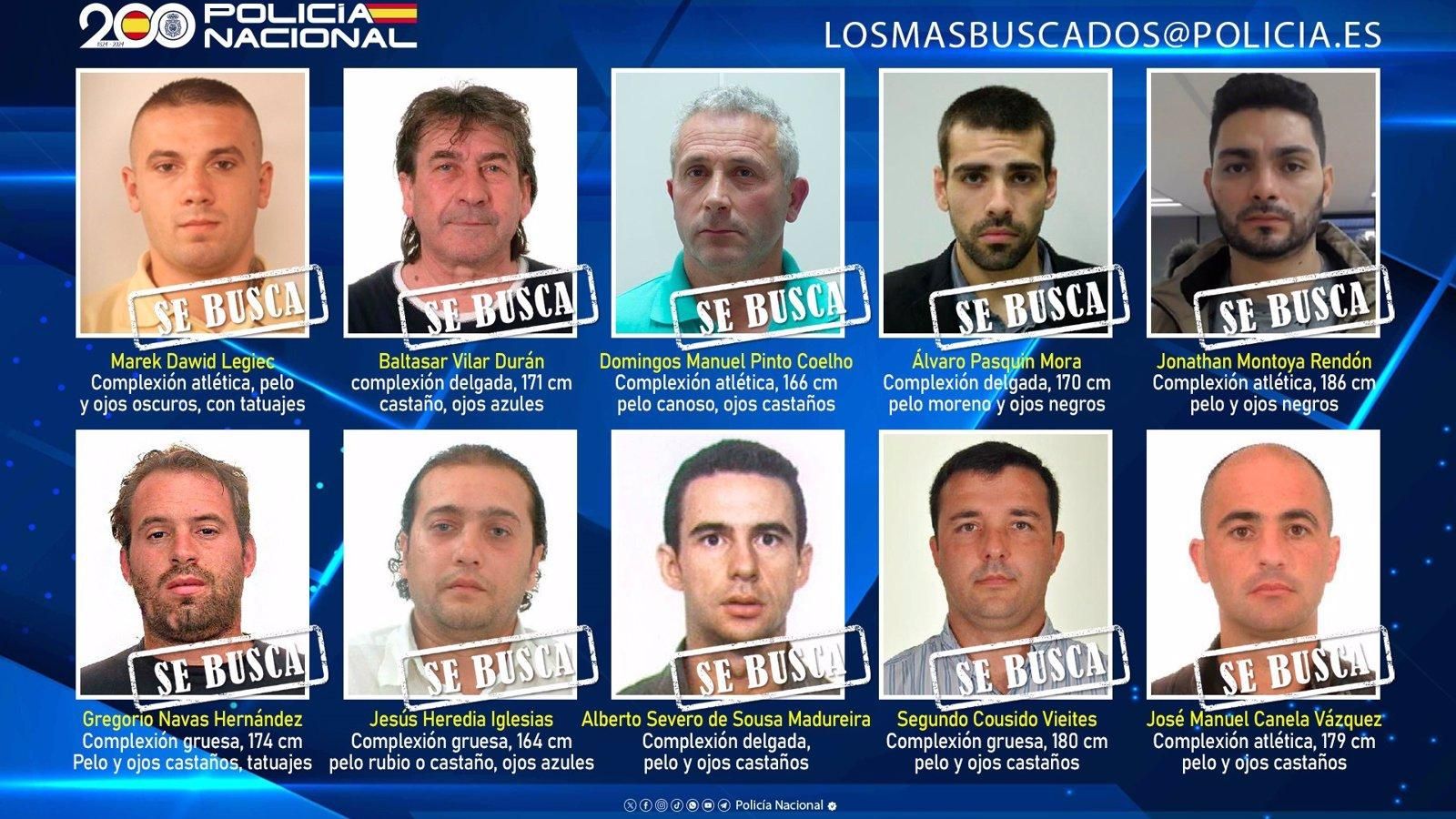 La Policía Nacional lanza una campaña para localizar a diez fugitivos peligrosos