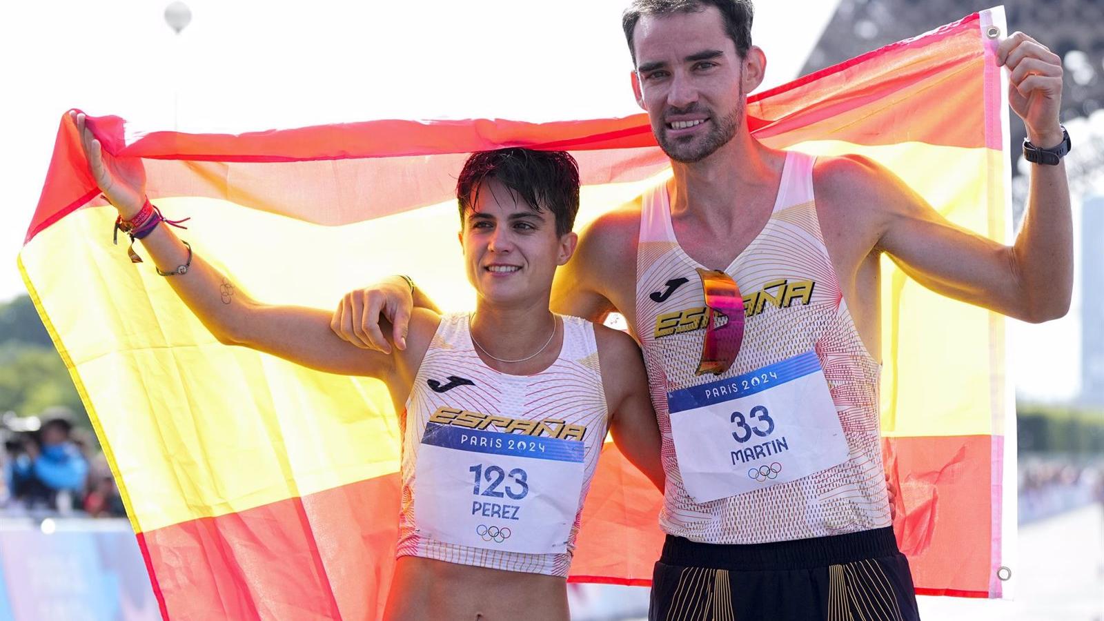 María Pérez y Álvaro Martín ganan oro en maratón de marcha por relevo mixto en los Juegos Olímpicos de París