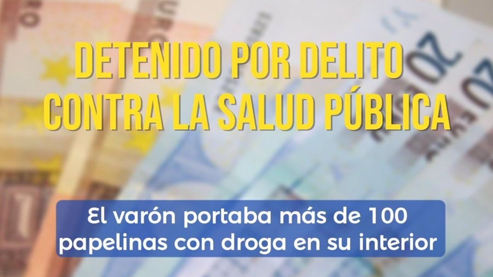 Detenido un hombre con más de 100 papelinas de cocaína en el distrito de Latina