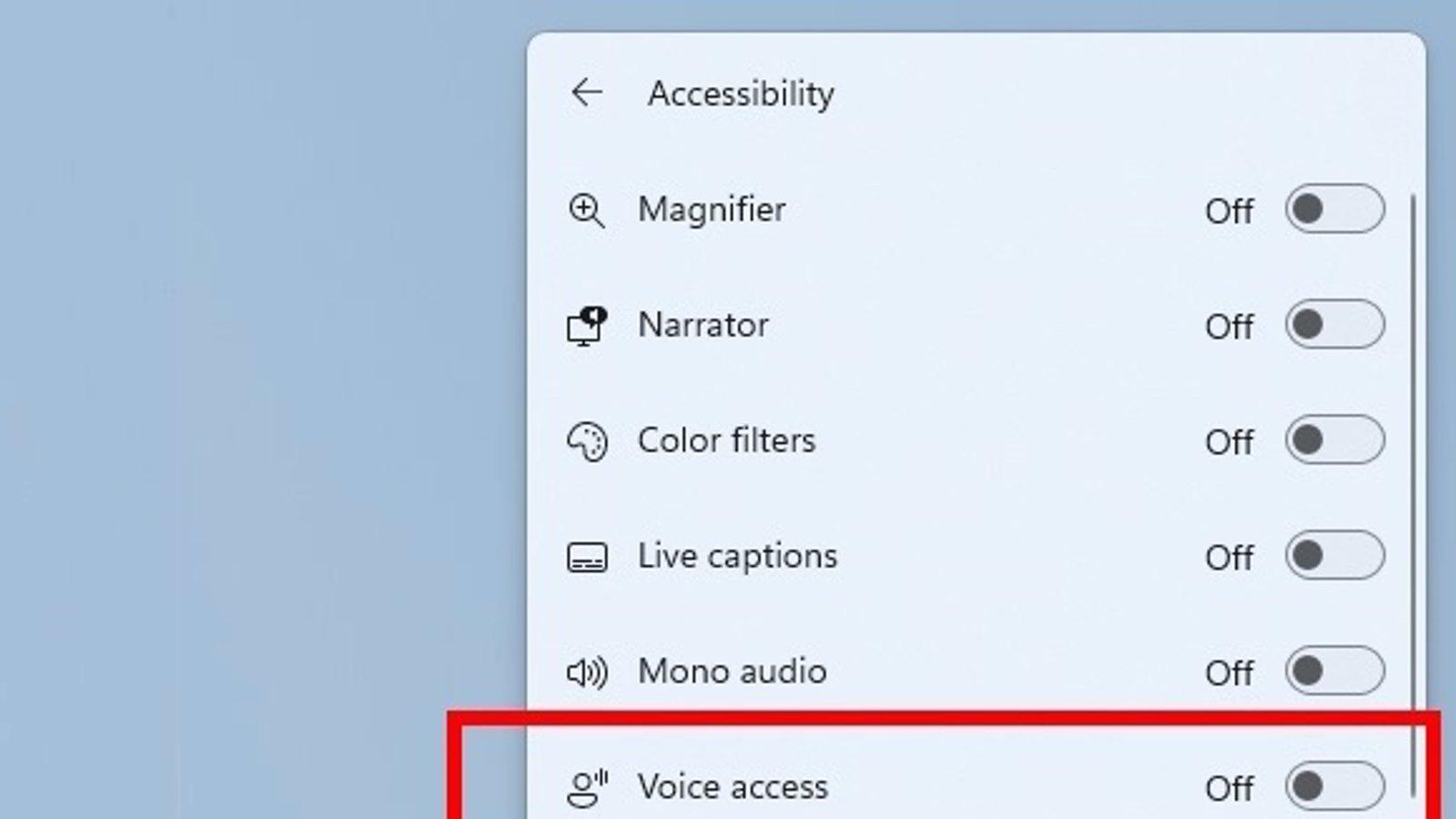 Windows 11 permitirá activar 'Acceso por voz' desde la barra de tareas