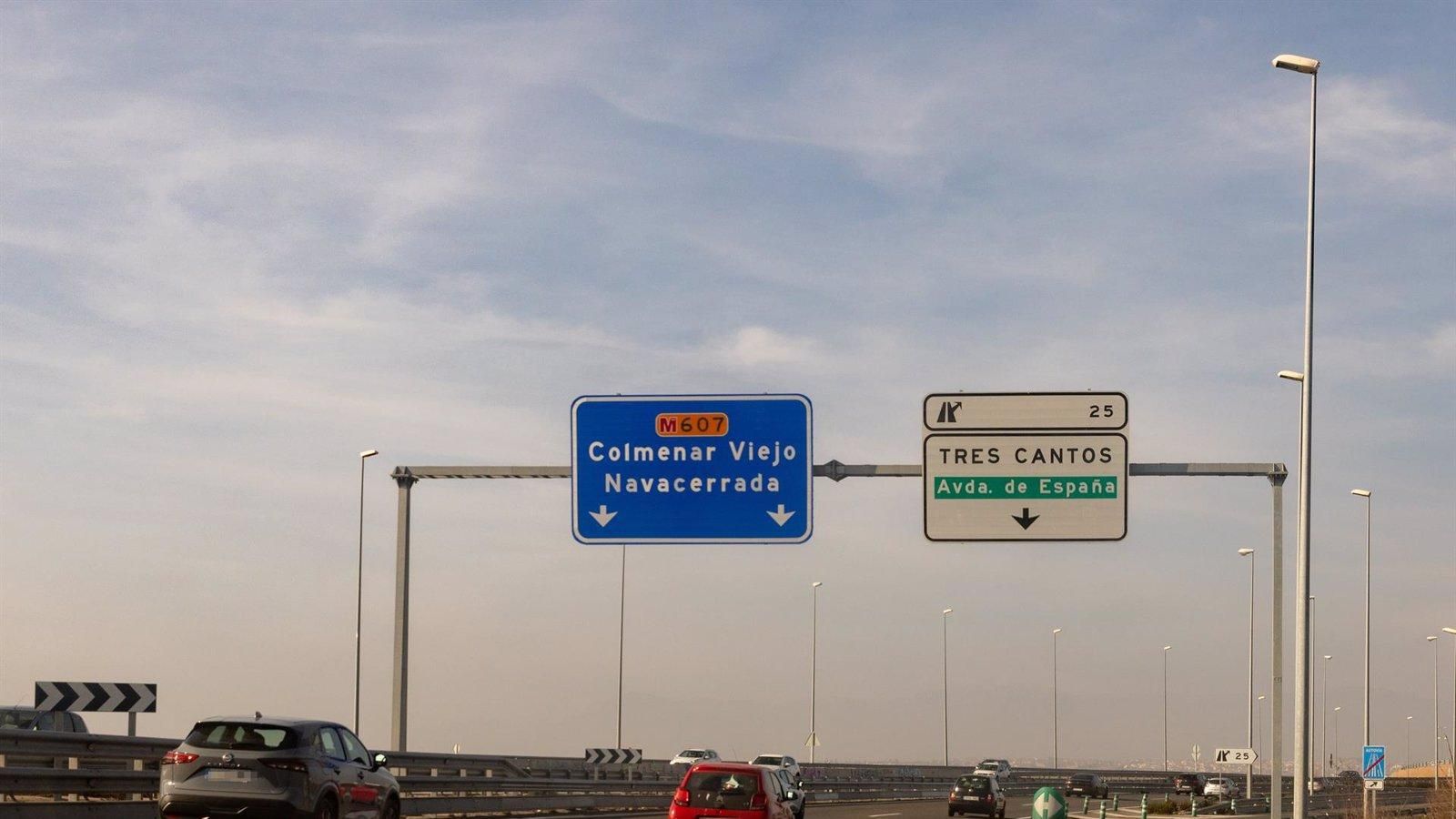 Avanzan las obras del tercer carril de la M-607 entre Tres Cantos y Colmenar Viejo