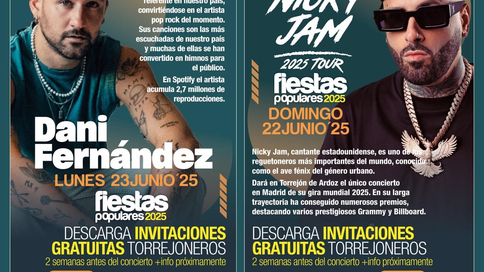 Dani Fernández actuará en el Torrejón Summer Fest 2025 el 23 de junio