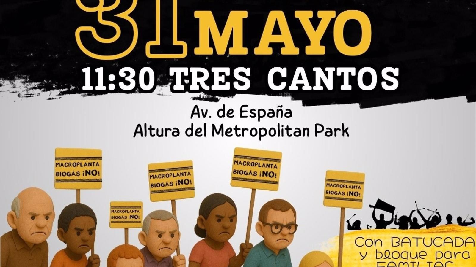 Vecinos de Tres Cantos se movilizan contra la planta de biogás en Colmenar Viejo