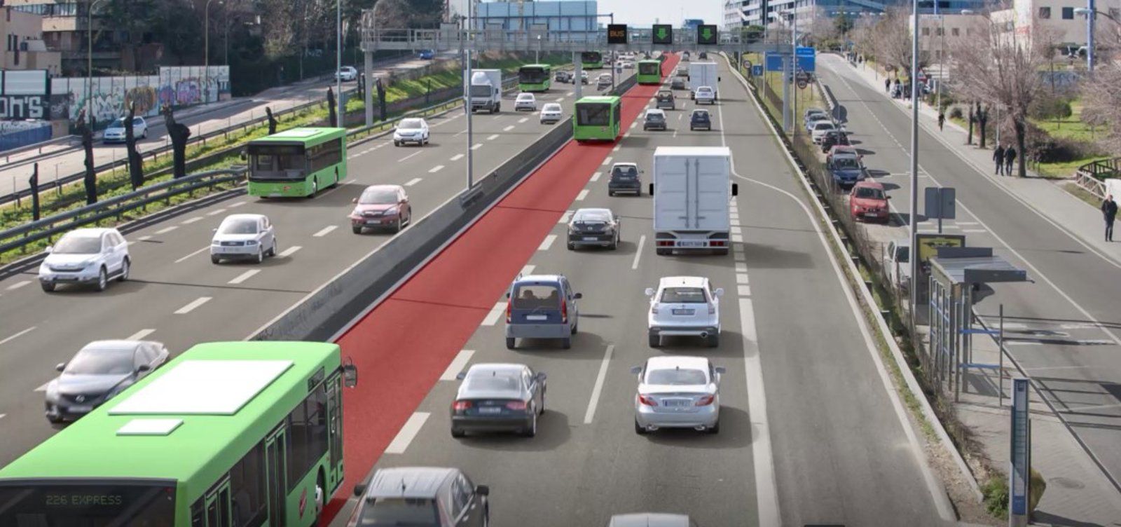 El carril Bus-VAO de la A-2 entre Madrid y Torrejón funcionará en pruebas a partir del primer trimestre de 2026