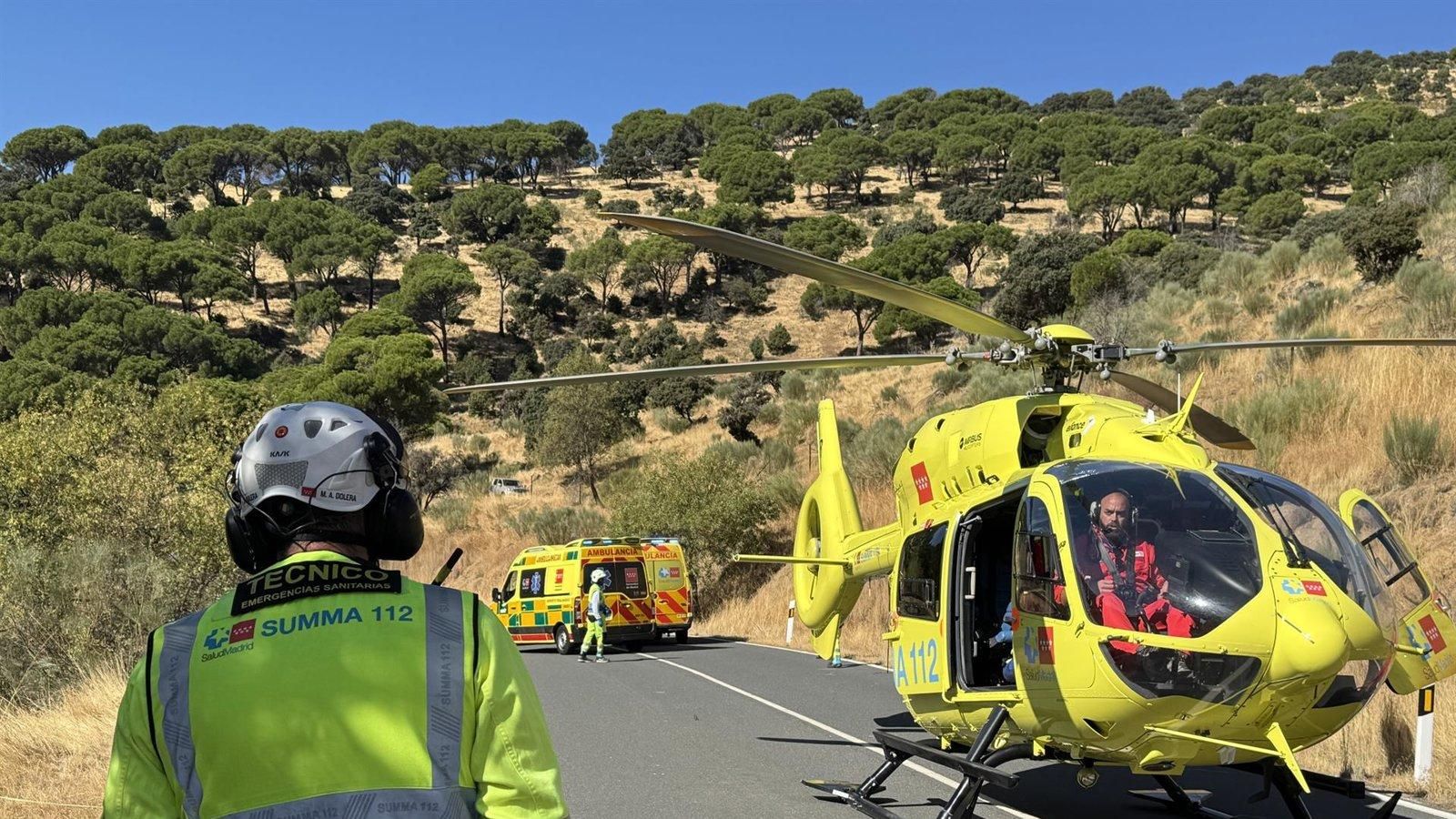 Un accidente de moto en la M-539 en Robledo de Chavela deja dos heridos jóvenes