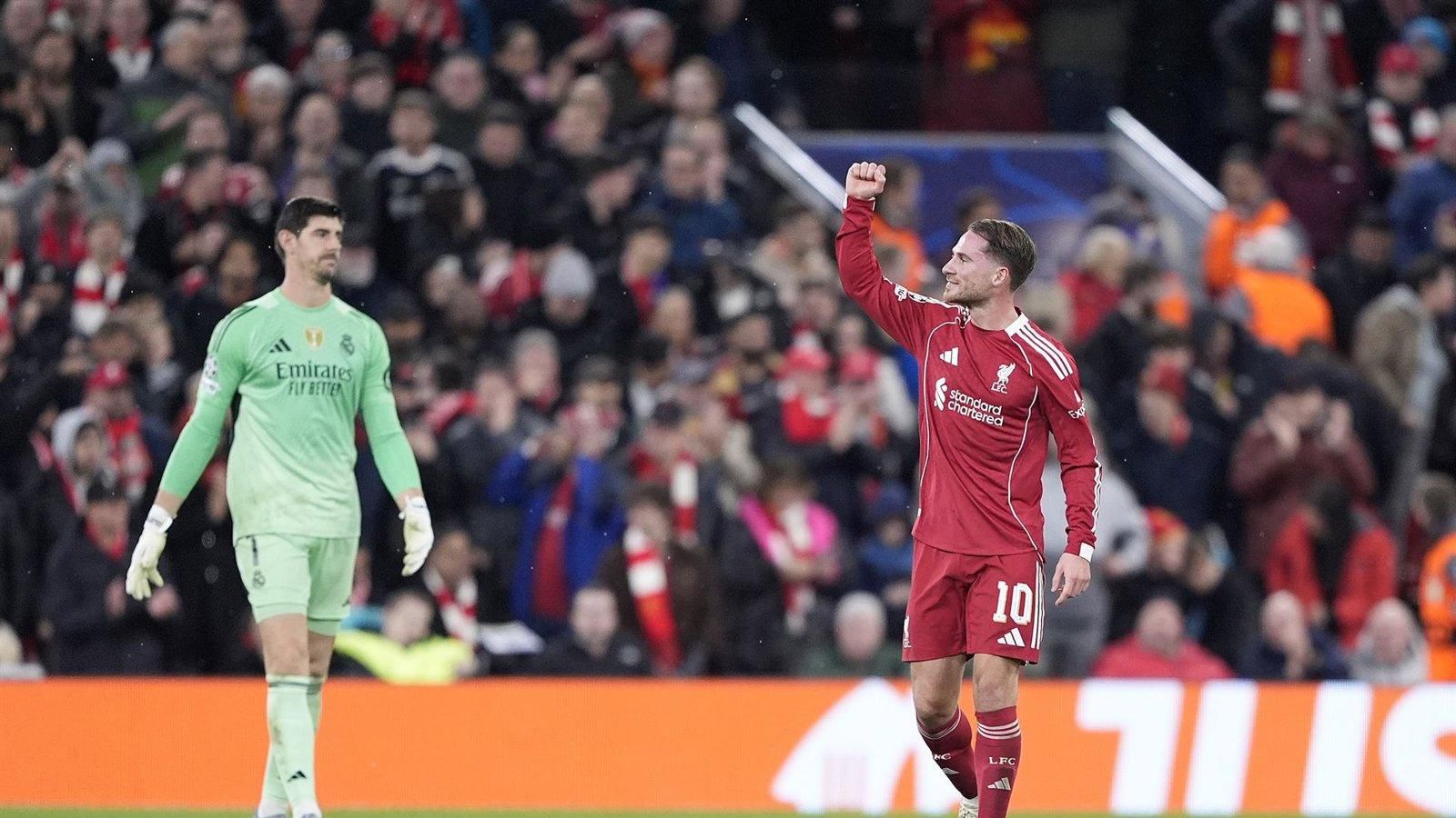 El Real Madrid cae en Anfield ante un Liverpool superior y pierde su pleno europeo