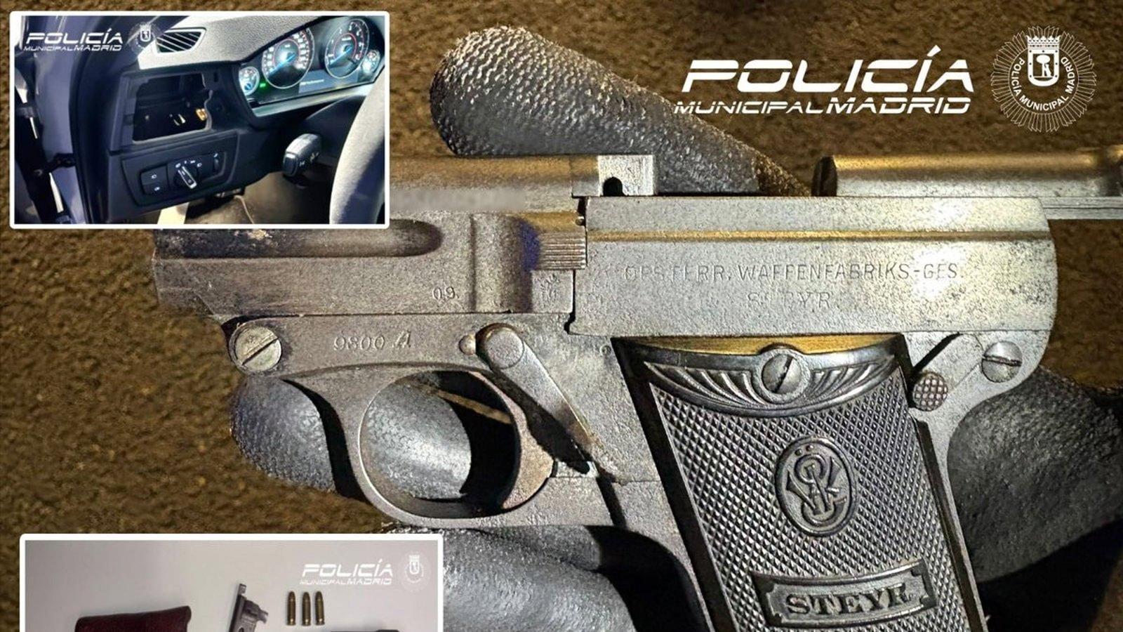 Arrestado en la calle Ferraz con una pistola cargada y droga ocultas en el coche