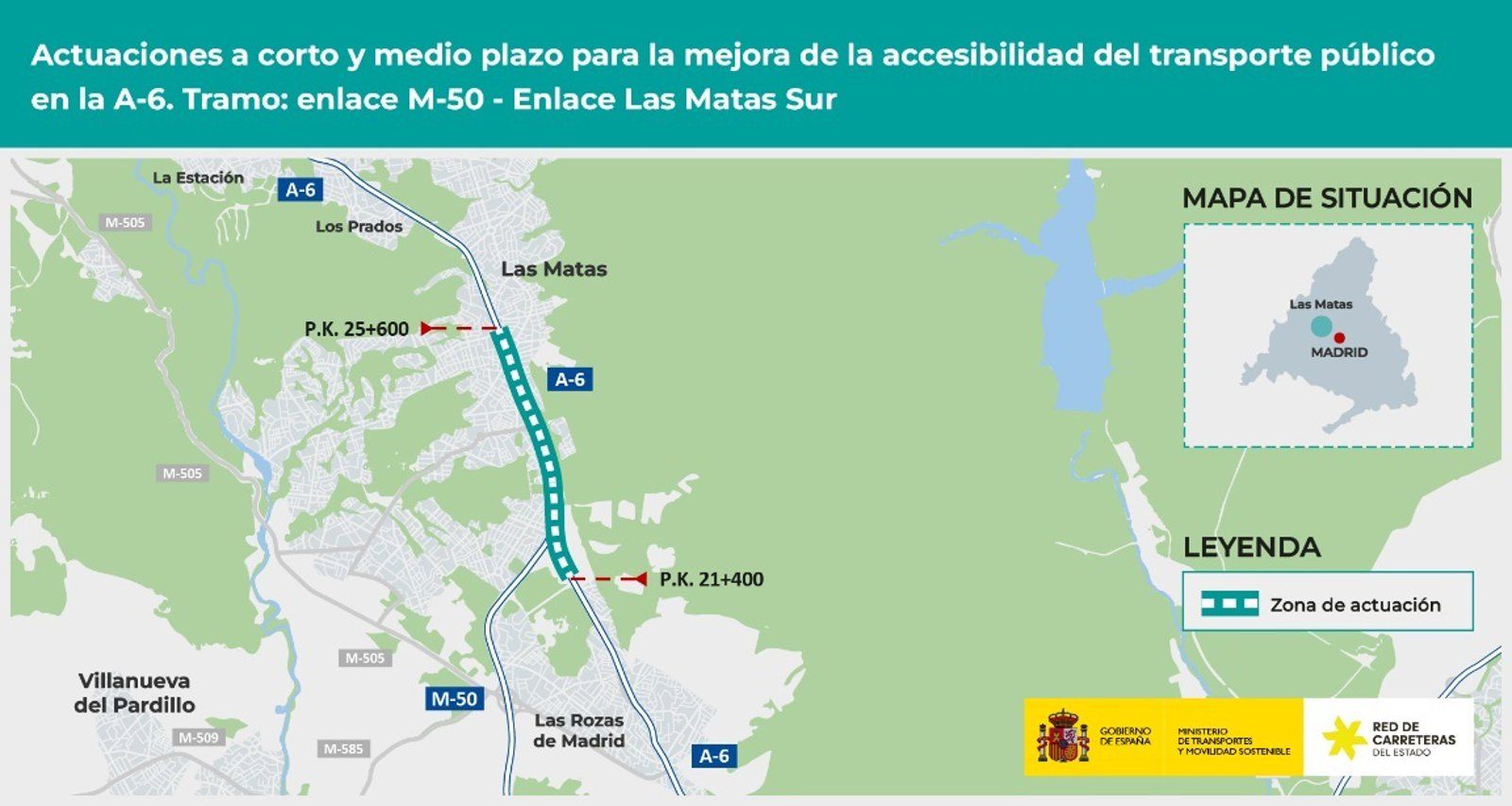 El Ministerio aprueba el proyecto para mejorar la accesibilidad del transporte público en la A-6 en Las Rozas