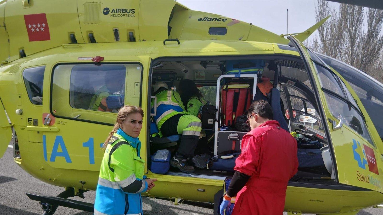 Una mujer herida grave y un hombre moderado tras un accidente de moto en Collado Mediano