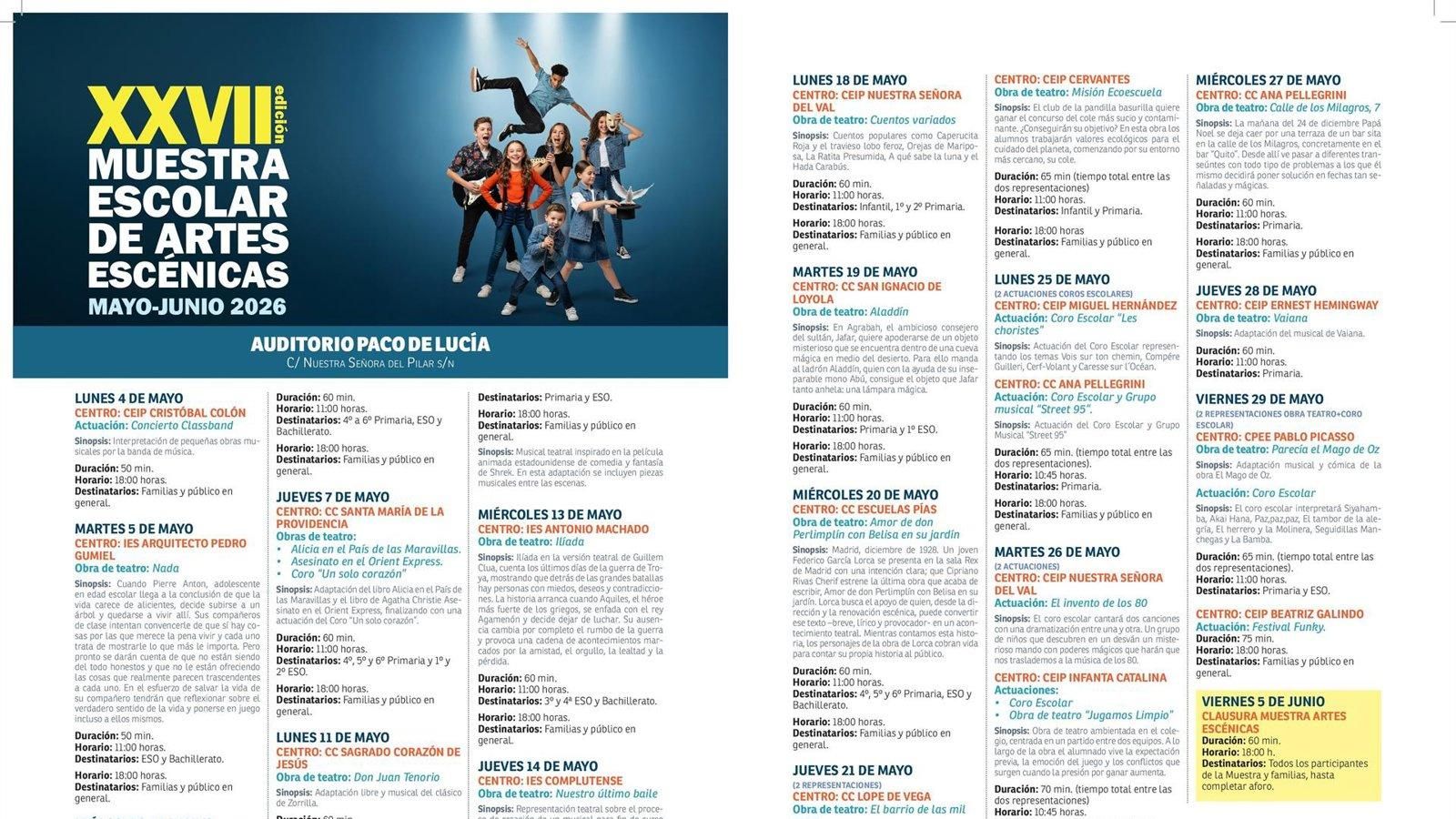 Alcalá de Henares organiza una nueva Muestra de Artes Escénicas con 19 centros escolares