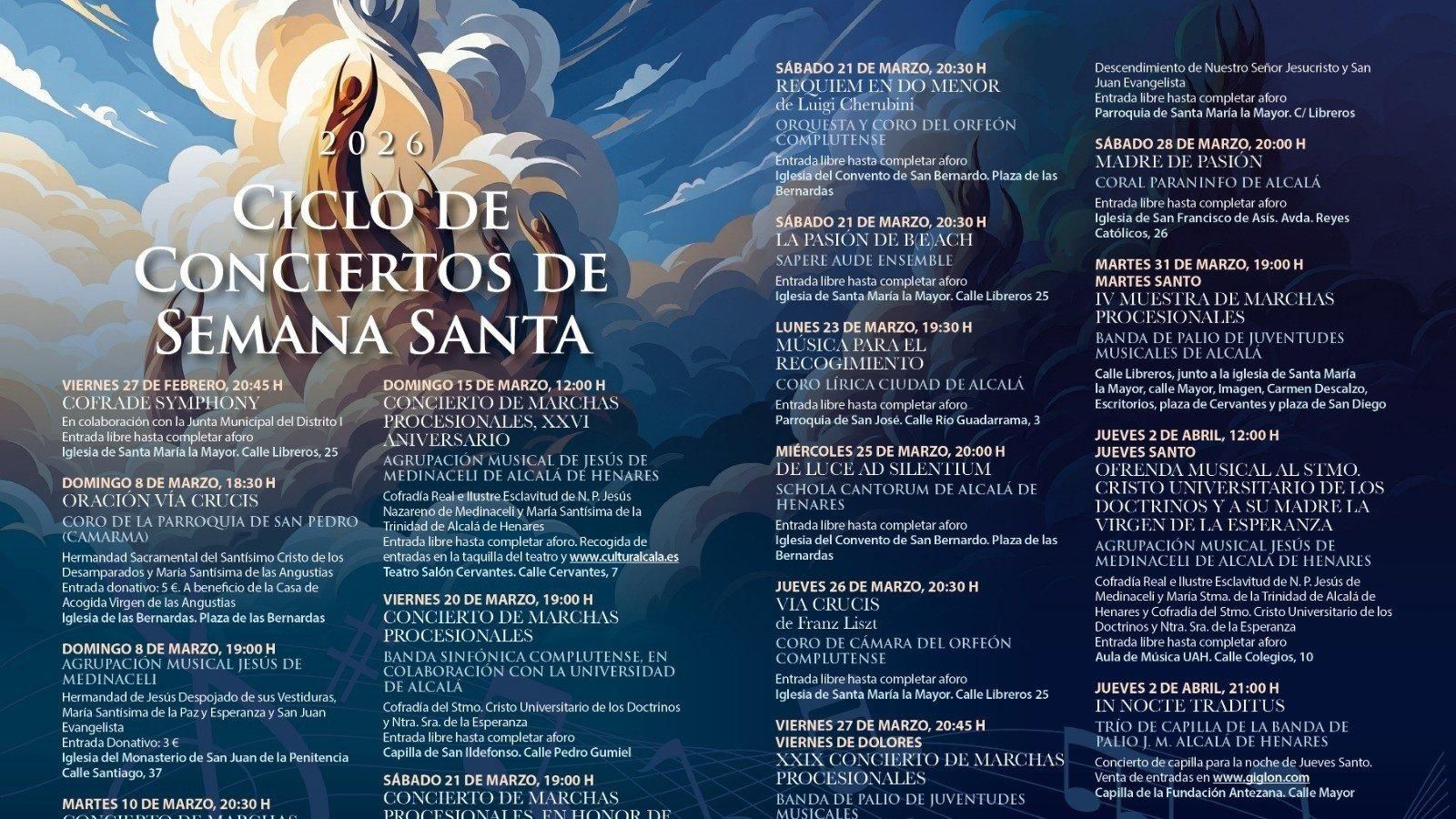 Alcalá de Henares celebra el XXVI concierto de Marchas Procesionales este domingo en el Teatro Salón Cervantes