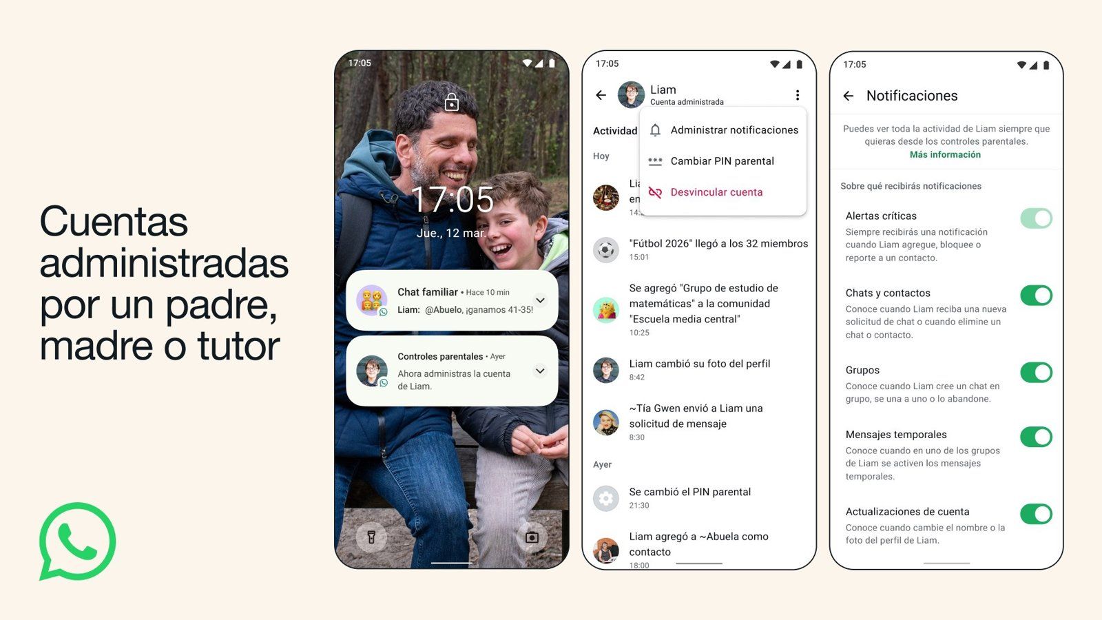 WhatsApp presenta las cuentas administradas por padres