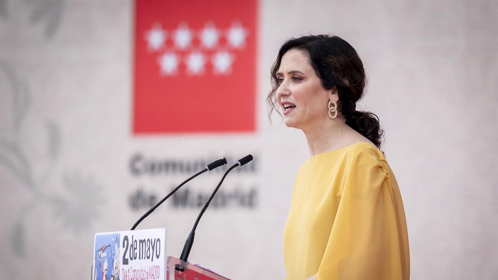 Díaz Ayuso acusa al Gobierno de Sánchez de boicotear la fiesta del Dos de Mayo