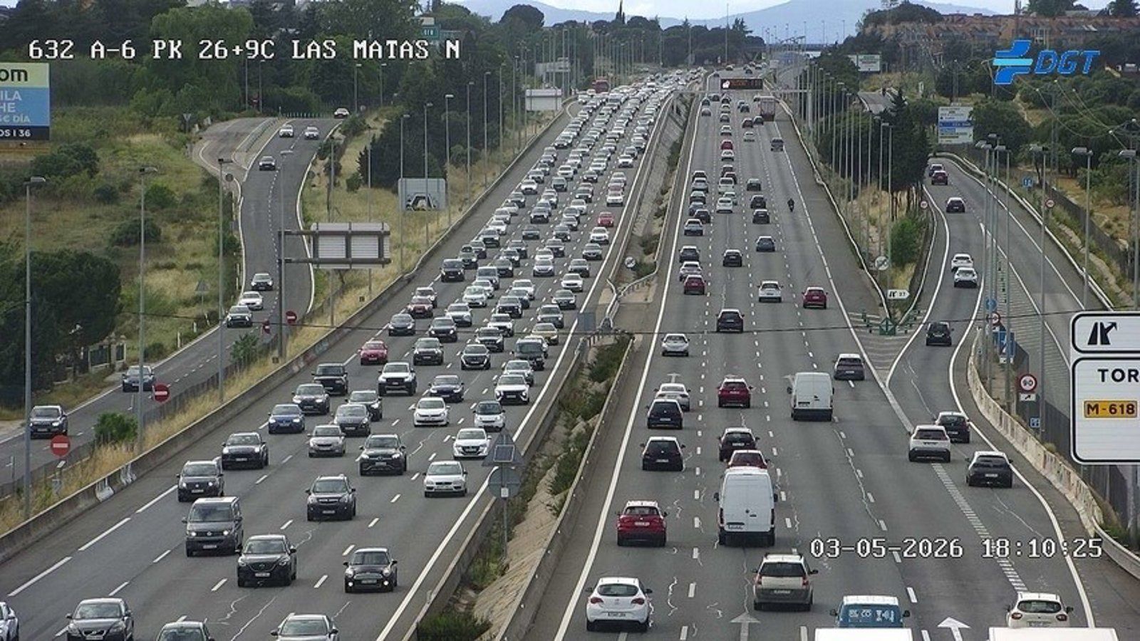 Retenciones en las entradas a Madrid por la operación retorno del puente de mayo