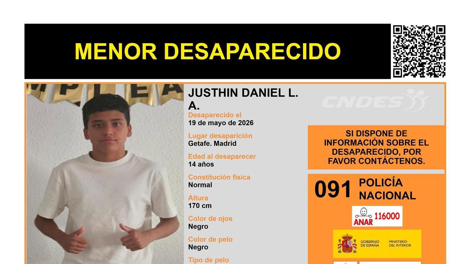 Alertan por la desaparición de un menor de 14 años en Getafe